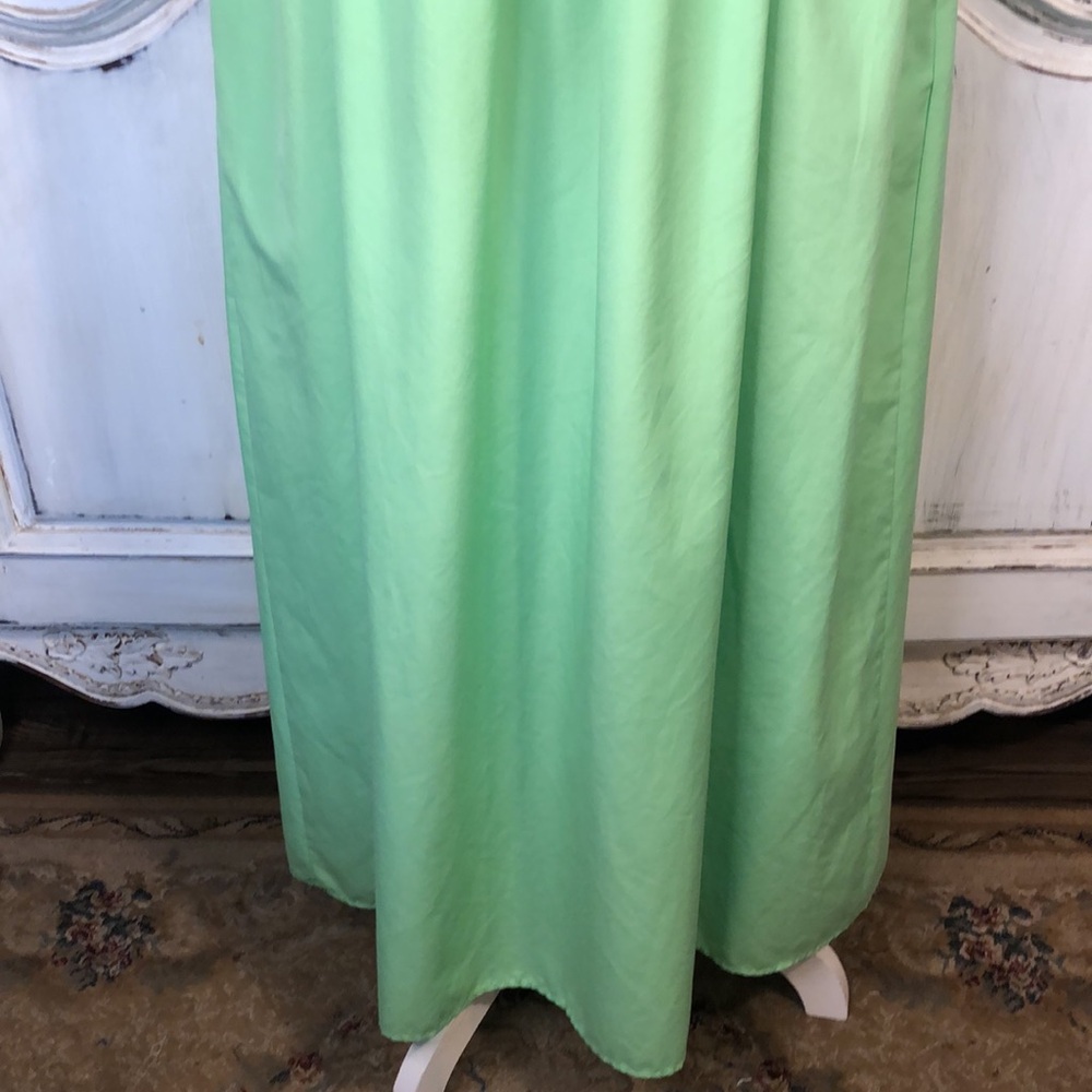 ZARA Empire Smocked Bodice Spaghetti Strap Lime Sherbet Green Maxi Dress Size M - Picture 6 of 10